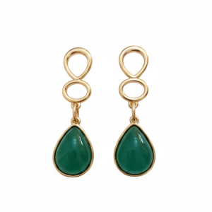 SEMIJOIA - BRINCO GOTA SERENA - MODELO BR 110 AGATA VERDE